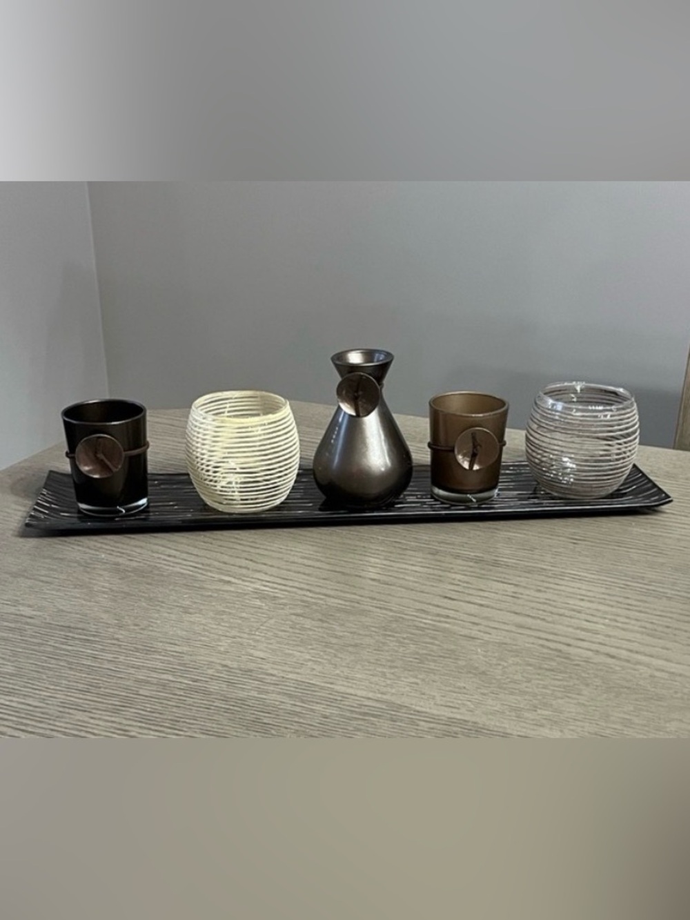 Decorative Tray With Tea Light Candle Holder Set ~ Like New